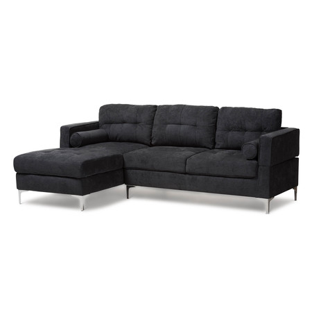 BAXTON STUDIO Mireille Modern Dark Grey Upholstered Sectional Sofa 143-8106